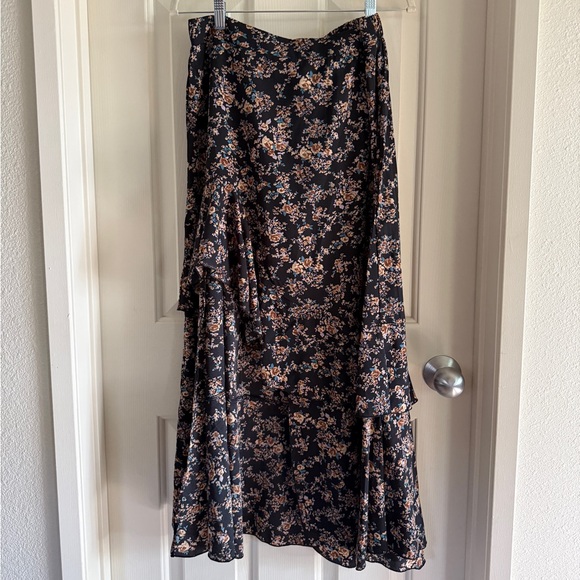 BTFBM Dresses & Skirts - Black Maxi Skirt with Peach Floral Pattern
